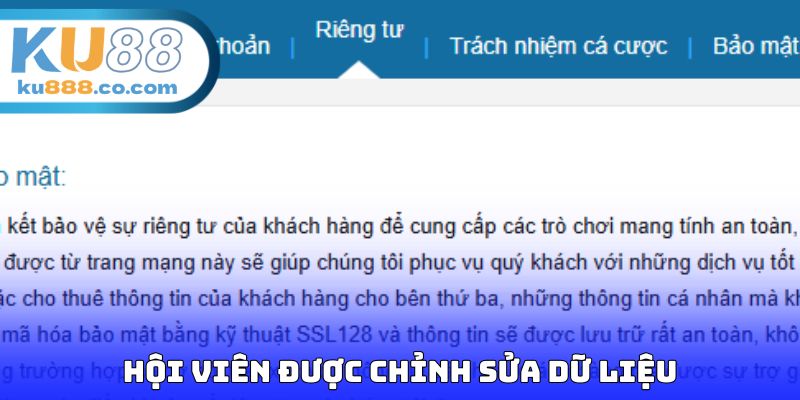 Hội viên được chỉnh sửa dữ liệu